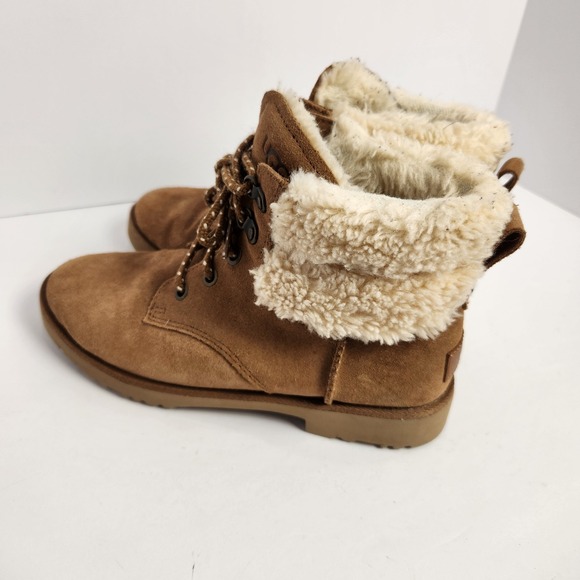 Ugg Women's Romely Heritage Lace Classic Boot Tan Size 6 - Picture 2 of 8